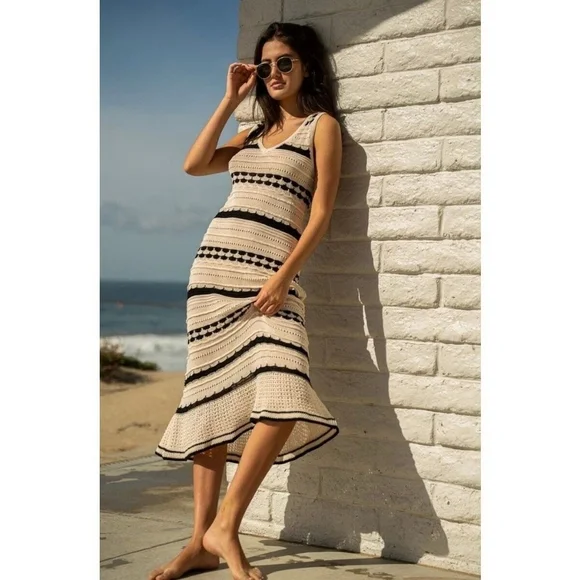 white christmas dresses Li White Crochet Long Sleeve Mini Dress